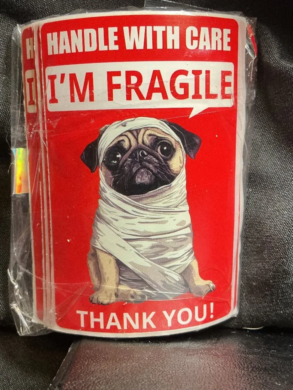 Handle With Care Fragile Packing Tape with Pug Graphic